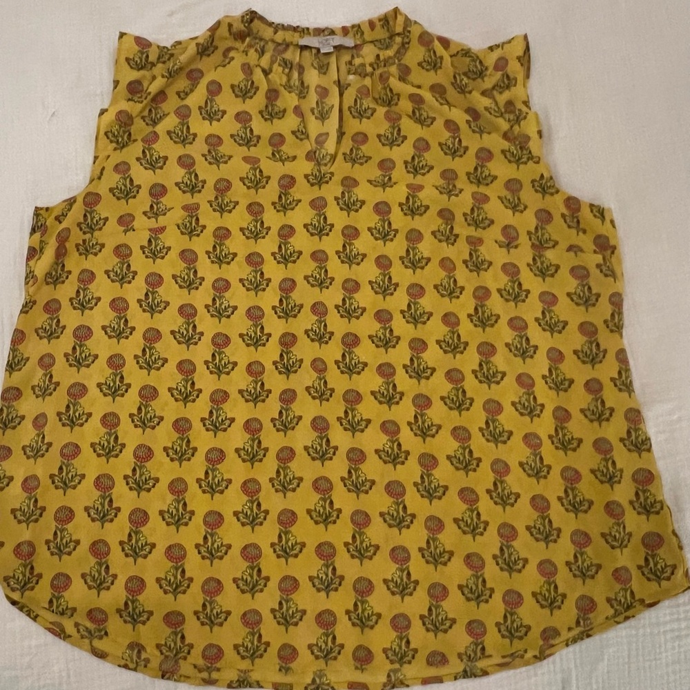 LOFT Mustard Floral Blouse